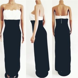 Black White Straplesses Maxi Dress size 6 by David Bridal